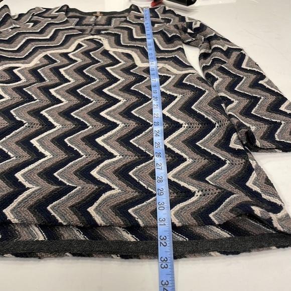 Retro Revival Boho Dress Wool Coastal 70s Chevron XS Navy Blue Free People - Picture 15 of 16